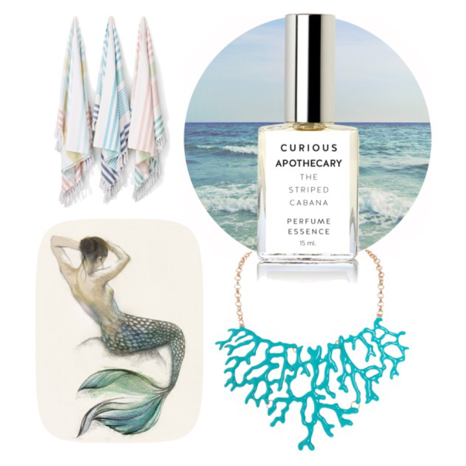 The Striped Cabana by Curious Apothecary. Island white floral, adrift summer clouds - theme-fragrance