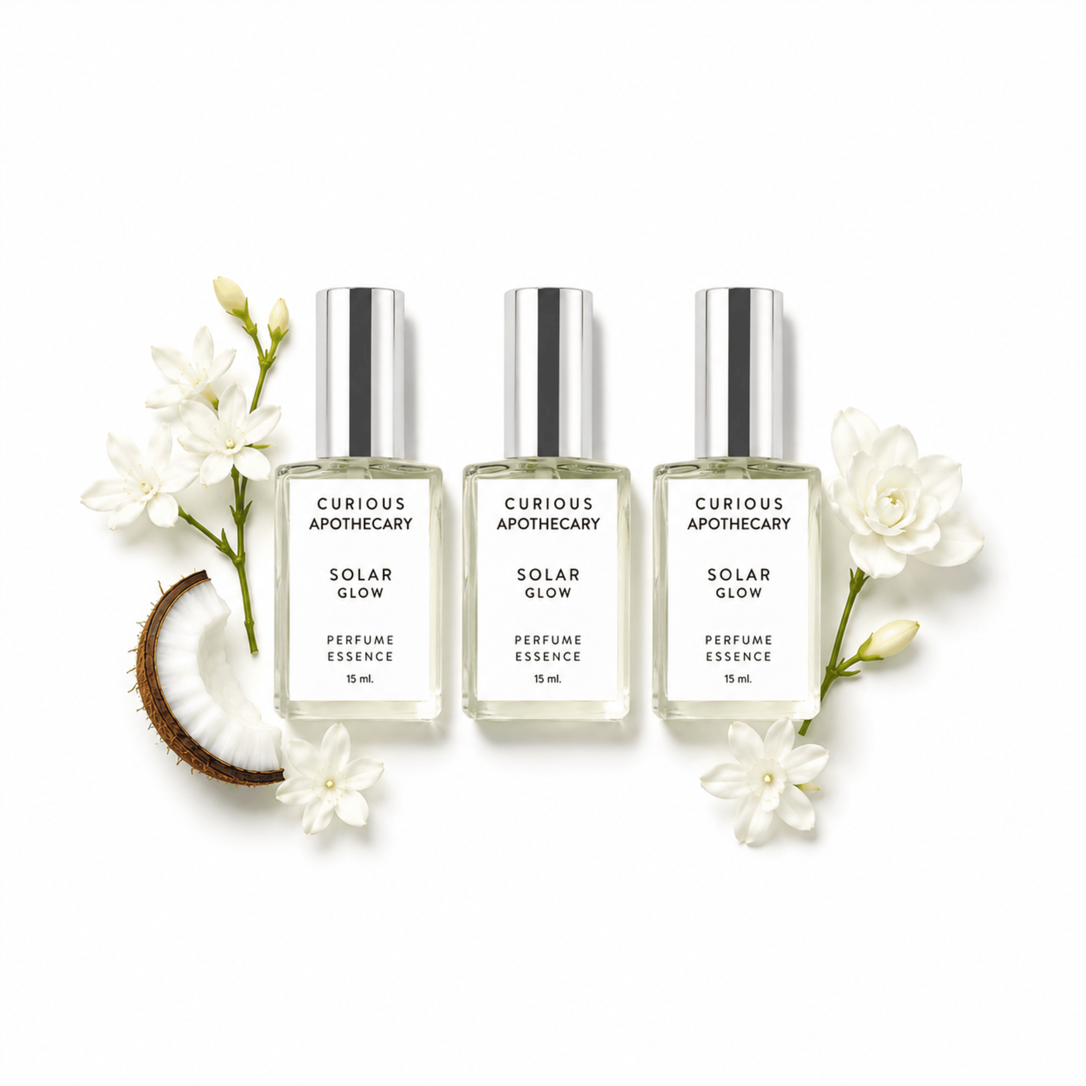 Solar Glow Perfume Coconut Jasmine, Floral Beach Scent, Curious Apothecary