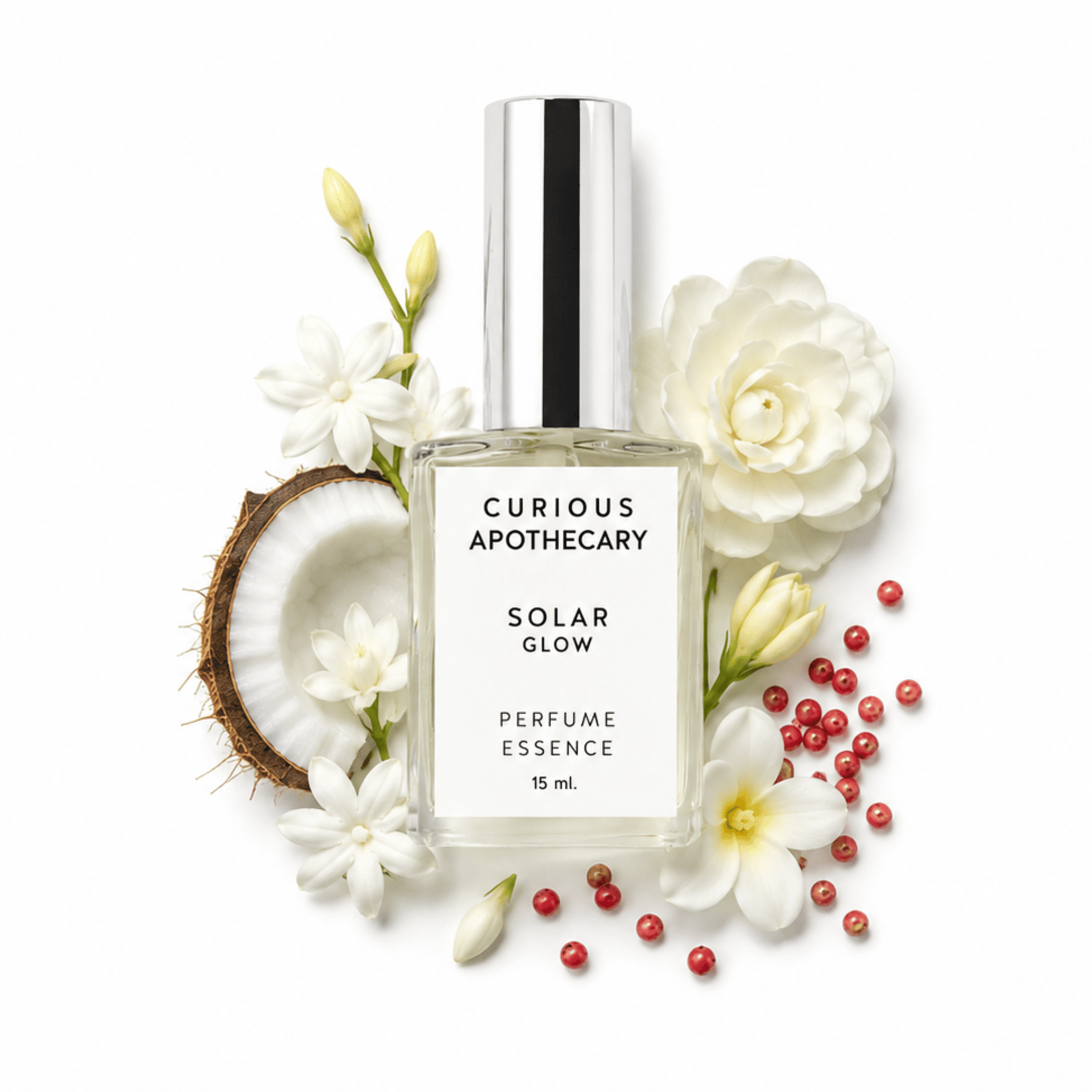 Solar Glow Perfume Coconut Jasmine, Floral Beach Scent, Curious Apothecary