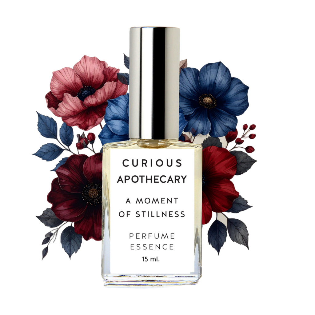 Moment of Stillness perfume. Sandalwood Rose Woods by Curious Apothecary. Mesmerizing sandalwood rose and woods.