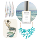 The Striped Cabana™ by Curious Apothecary. Island white floral, adrift summer clouds